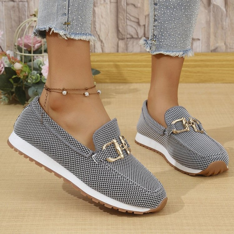 Women's Orthopedic Canvas Loafers – Easy Slip-On, Round Toe, Flexible Sole