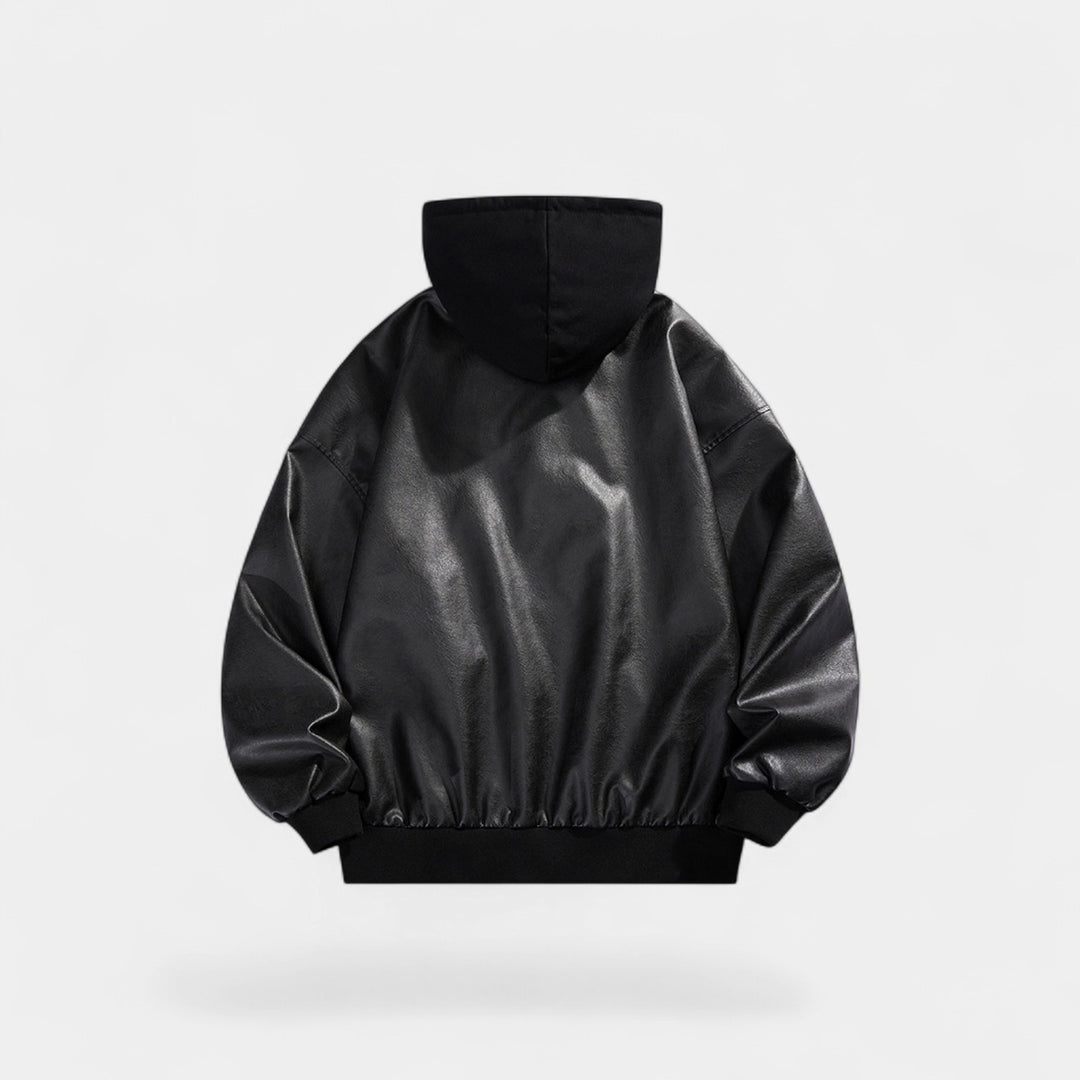 Riche | Blouson Varsity Homme Cuir Rétro – Effet Deux Pièces Moderne
