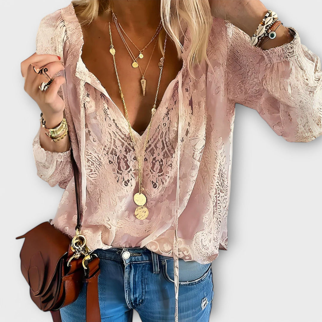 Blouse Bohème Femme en Tissu Léger – Manches Longues Coupe Décontractée