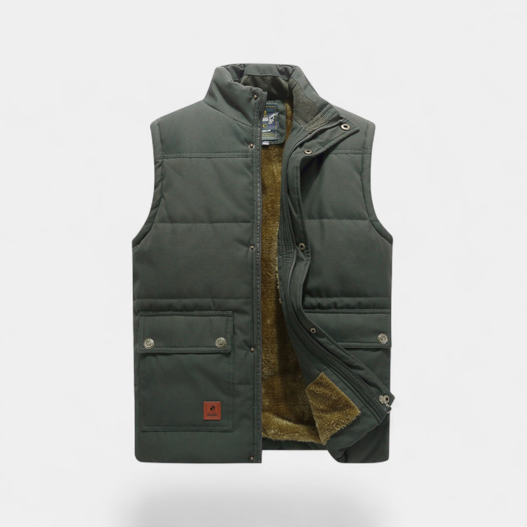 Riche | Gilet sans manches homme coton doublé velours – couche minimaliste raffinée