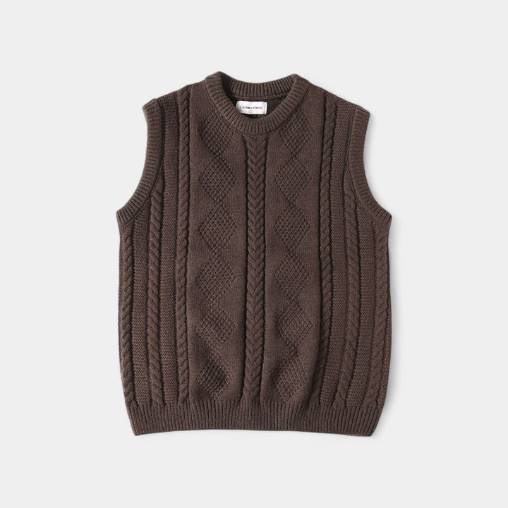 Riche | Men's cable-knit sweater - Quarter-length sleeves with refined buttons