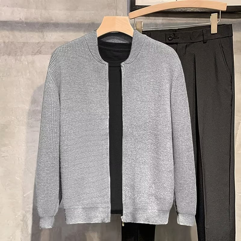 Cardigan Homme en Maille Coton Mélangé – Fermeture Double Zip Coupe Décontractée