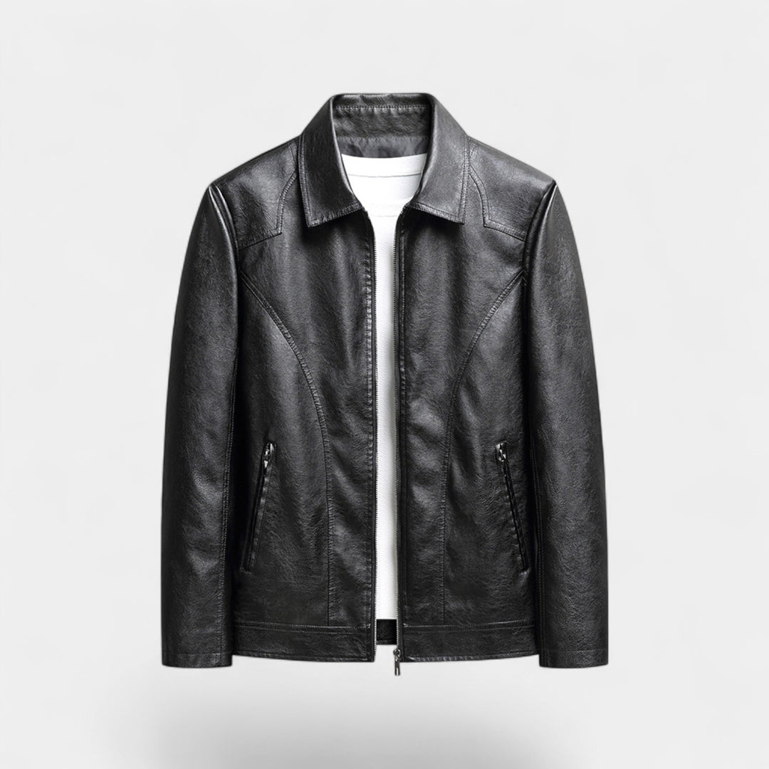 Riche | Men's slim-fit leather jacket – minimalist Korean style