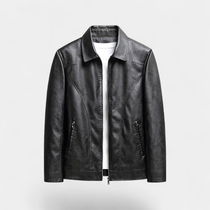 Riche | Men's slim-fit leather jacket – minimalist Korean style