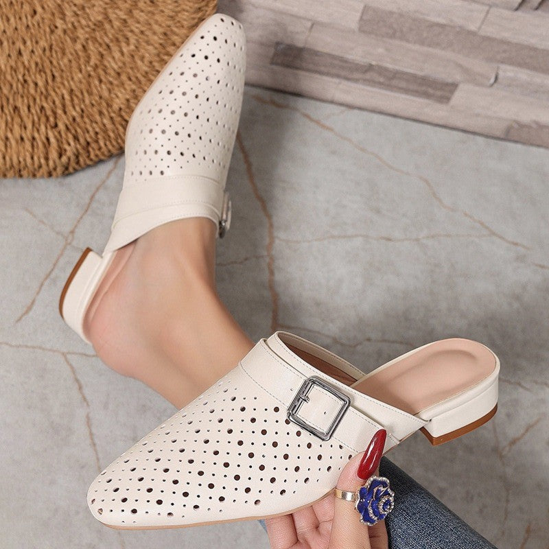 Women's Leather Mules – Single Buckle Strap