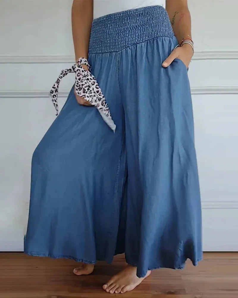 Leichte, weite Damenhose – hohe Taille, lockerer Schnitt