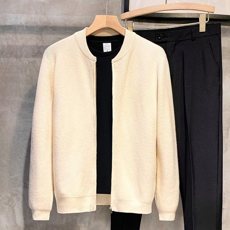 Cardigan Homme en Maille Coton Mélangé – Fermeture Double Zip Coupe Décontractée