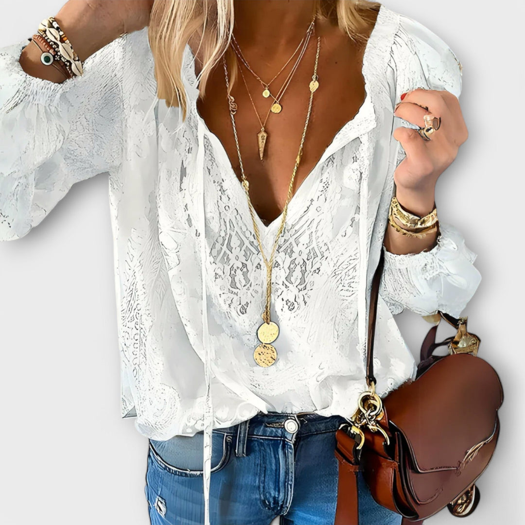 Blouse Bohème Femme en Tissu Léger – Manches Longues Coupe Décontractée