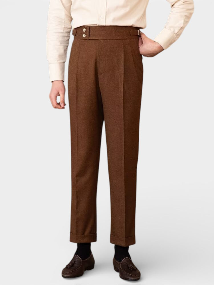 Pantalon de Costume Homme Taille Haute Jambe Droite – Coupe Tailleur | Tissu Structuré