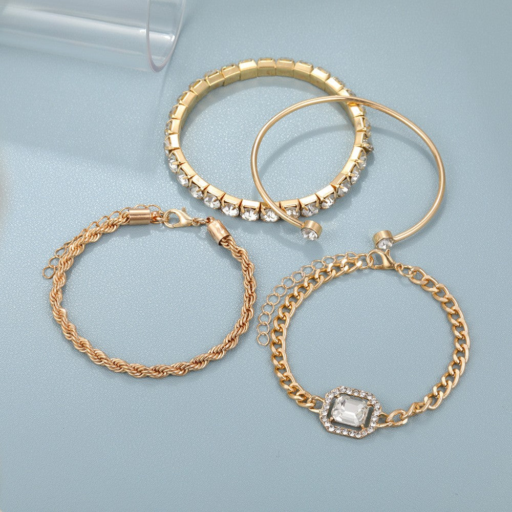 Armband-Set aus Kristall für Damen – 4-teiliges Set im Lagen-Look
