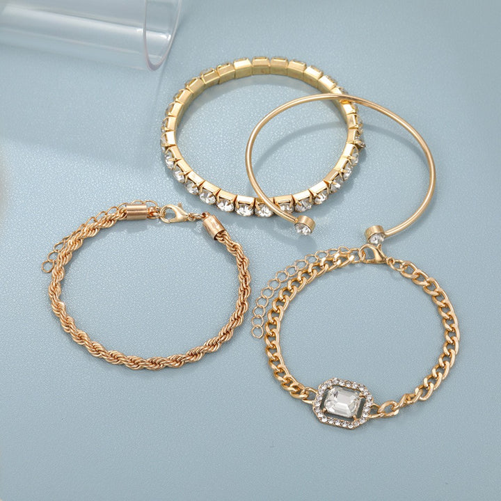Armband-Set aus Kristall für Damen – 4-teiliges Set im Lagen-Look