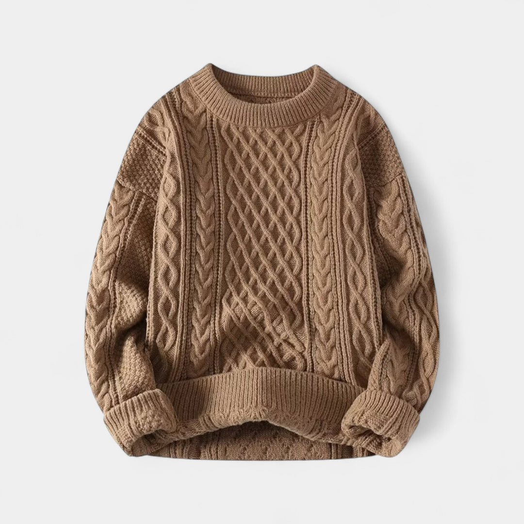 Riche | Men's cotton knit sweater - Loose-fitting cable knit