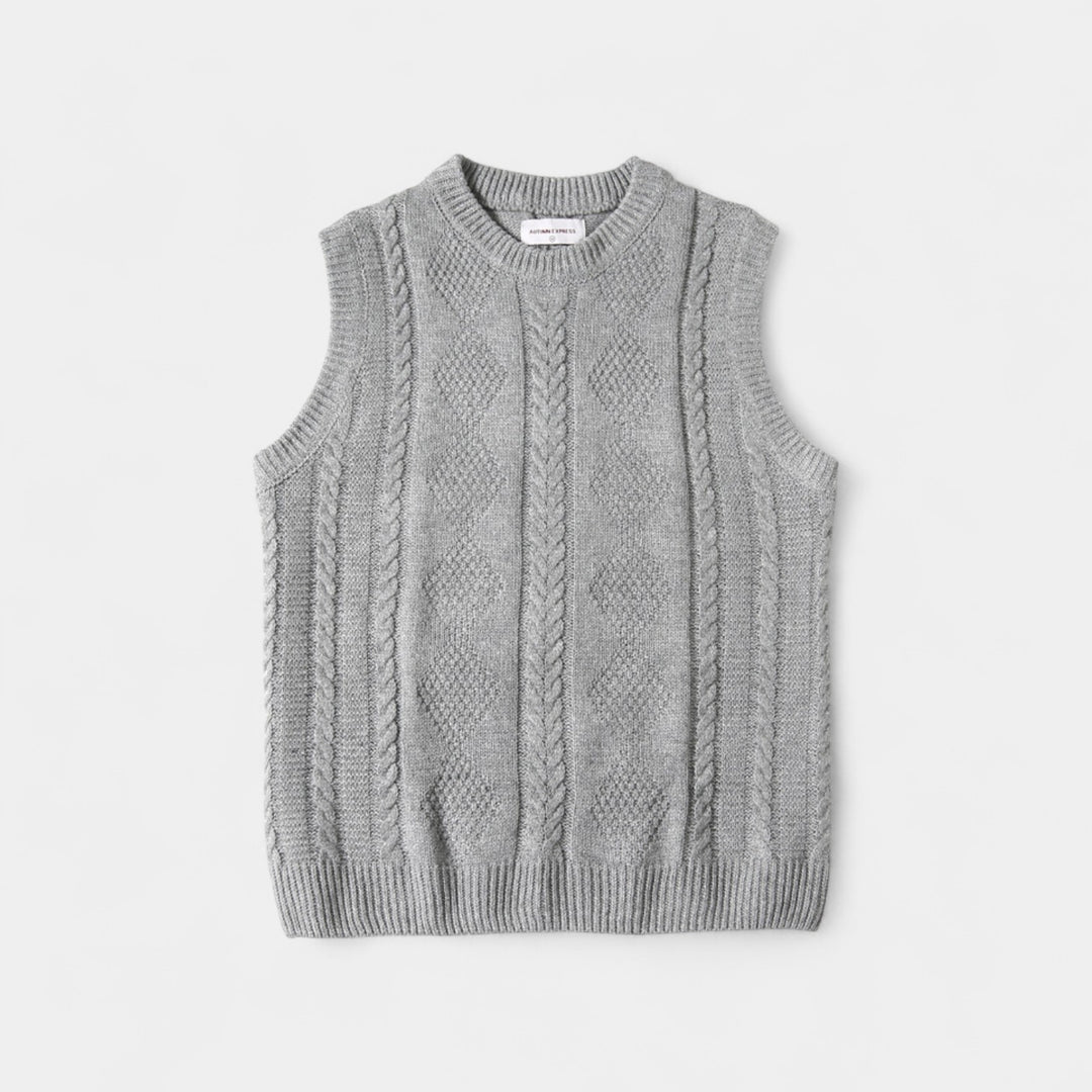 Riche | Men's cable-knit sweater - Quarter-length sleeves with refined buttons