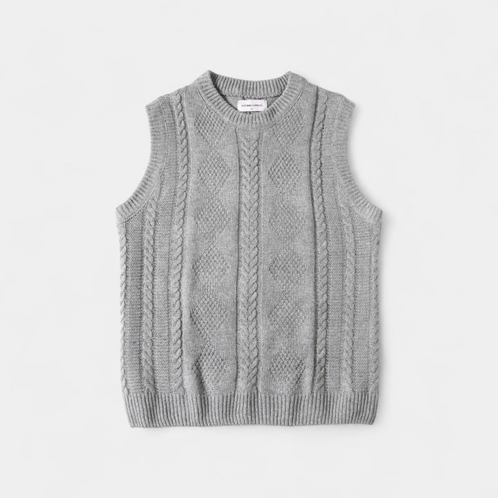 Riche | Men's cable-knit sweater - Quarter-length sleeves with refined buttons