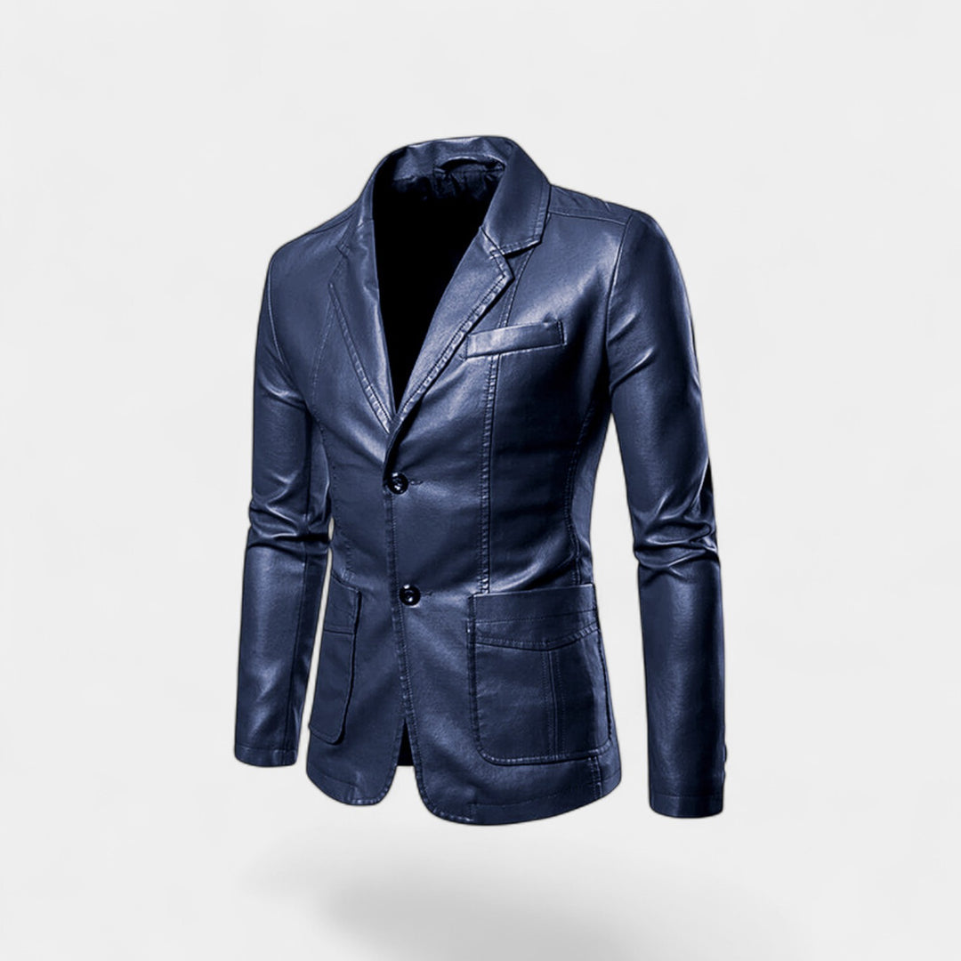 Riche | Herren-Lederblazer – Slim Fit mit geknöpftem Revers