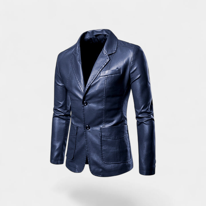 Riche | Herren-Lederblazer – Slim Fit mit geknöpftem Revers