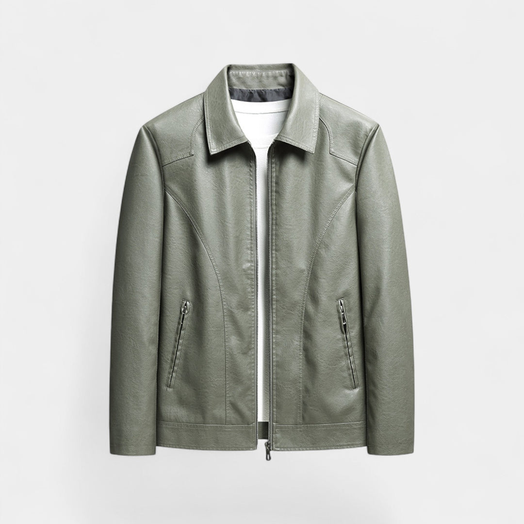 Riche | Men's slim-fit leather jacket – minimalist Korean style