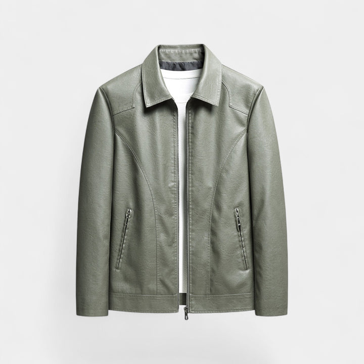 Riche | Men's slim-fit leather jacket – minimalist Korean style