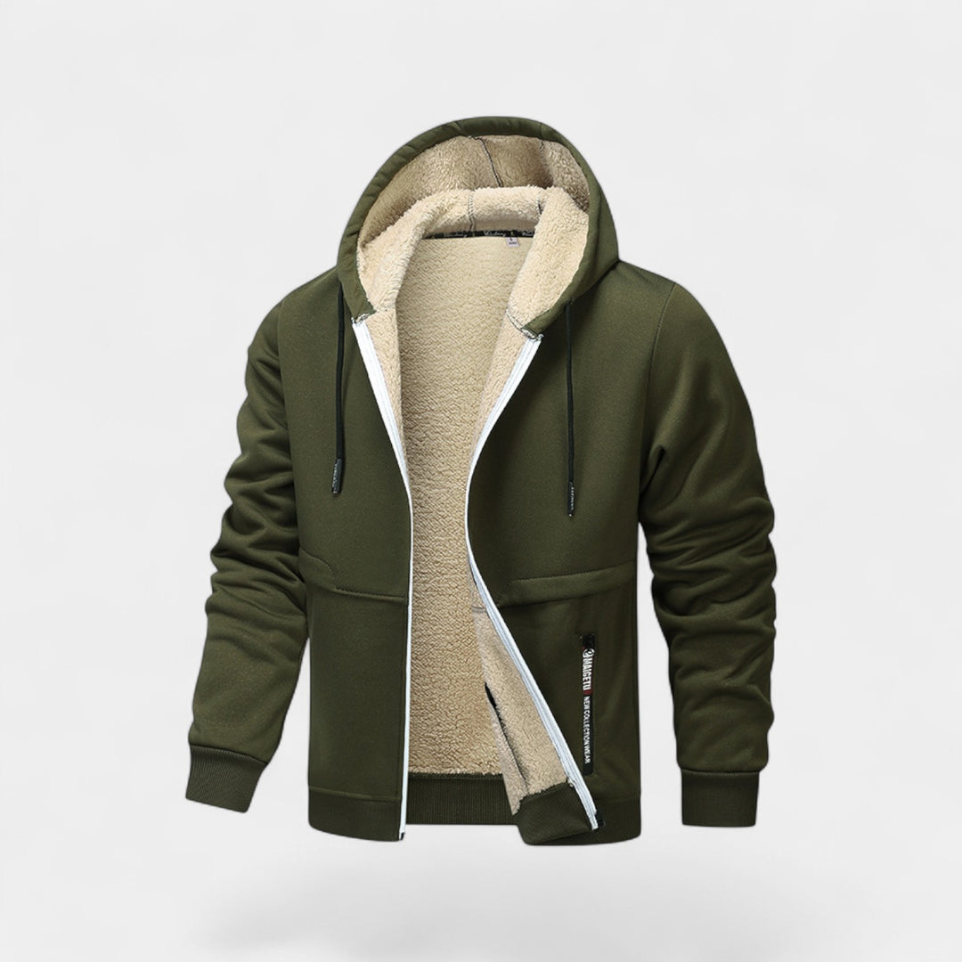 Men's Sherpa Fleece Hooded Cardigan with Zipper – Relaxed Fit
