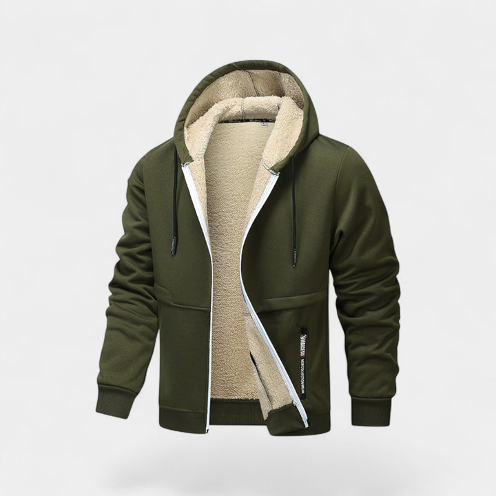 Men's Sherpa Fleece Hooded Cardigan with Zipper – Relaxed Fit
