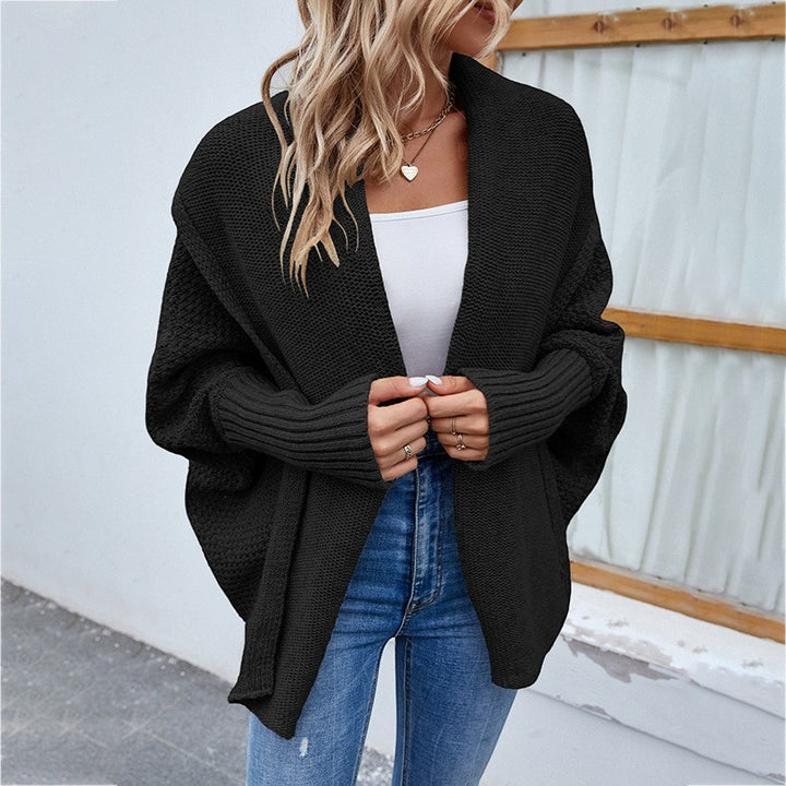 Women's Acrylic Blend Knit Cardigan – Batwing Sleeves, Loose Fit, Open Front
