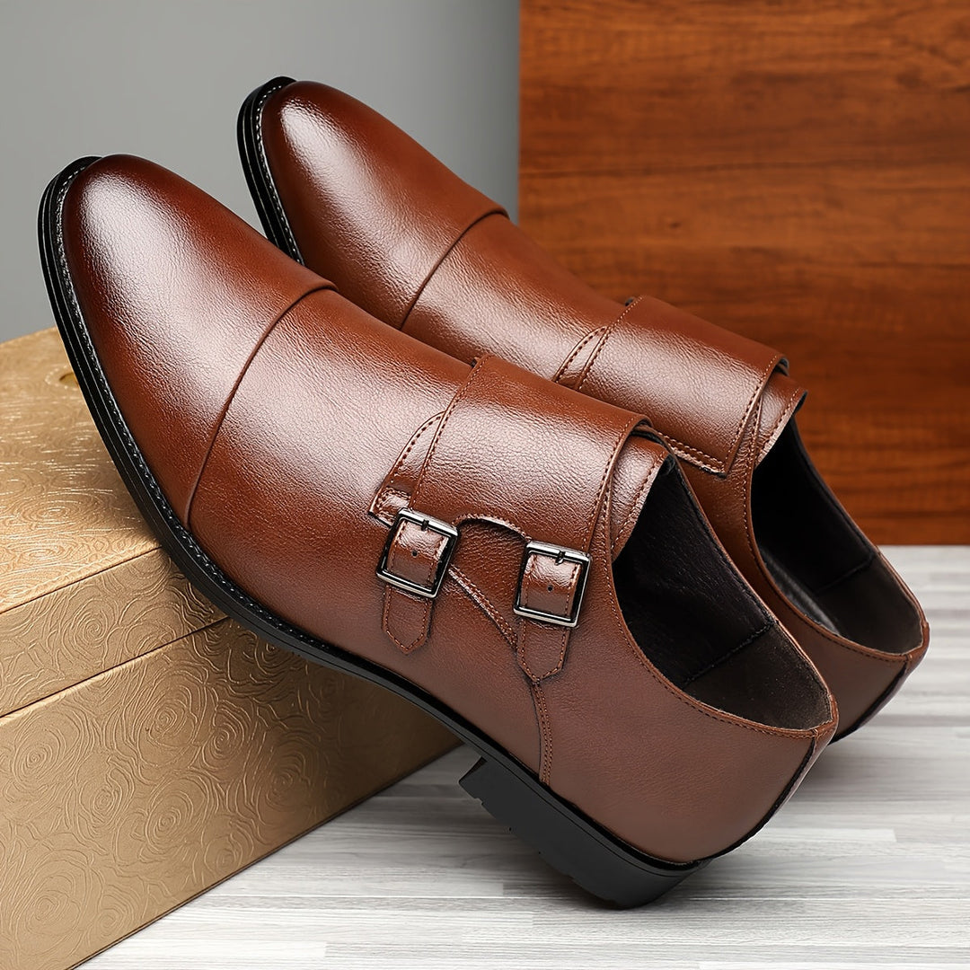 Chaussures Habillées Homme à Double Bride Moine en Cuir – Boucles Formelles Raffinées