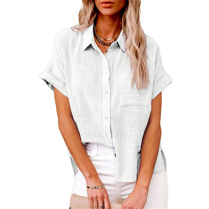 Chemise en Lin à Manches Courtes pour Femme – Coupe Décontractée Boutonnée