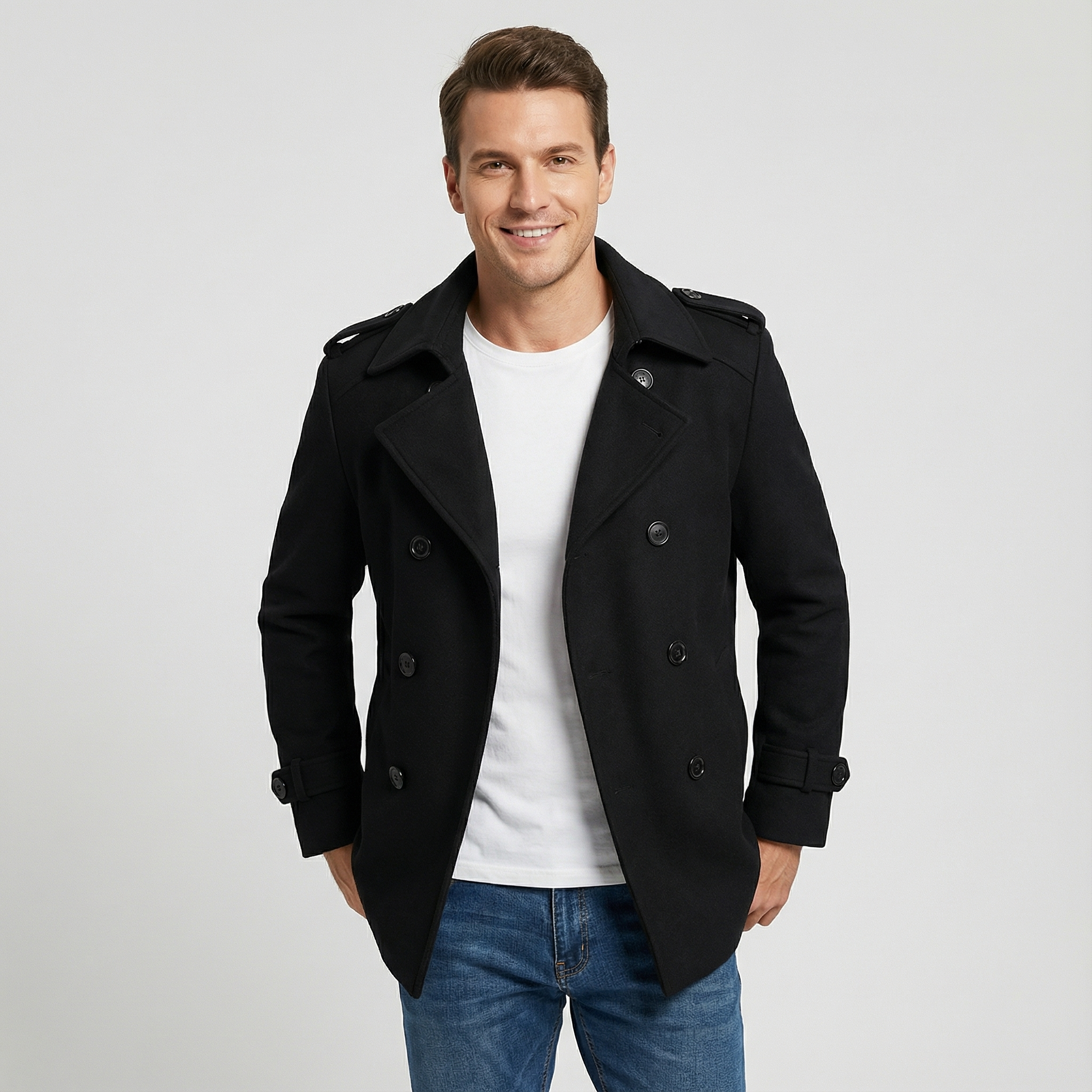 Riche | Manteau trench mi-long homme en coton mélangé