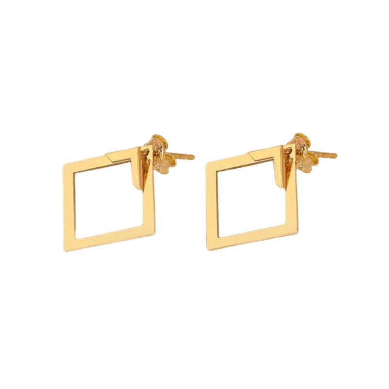 Riche | Boucles d’Oreilles Pendantes Carrées Géométriques Minimalistes Femme