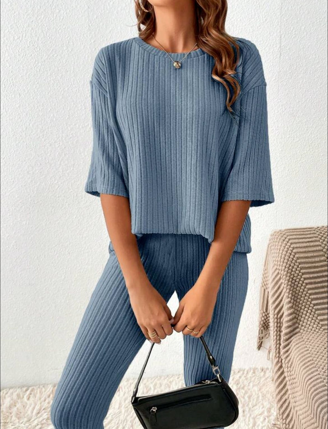 Ensemble Lounge Coton Femme – Côtelé Coupe Décontractée