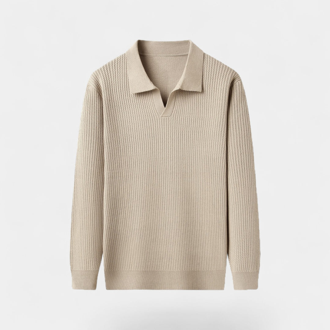 Riche | Men's casual viscose polo shirt – relaxed fit, long sleeves