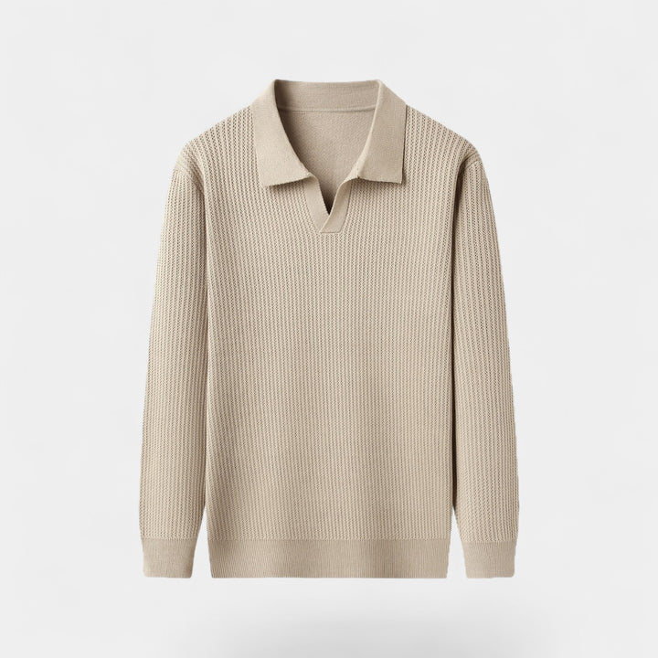 Riche | Men's casual viscose polo shirt – relaxed fit, long sleeves