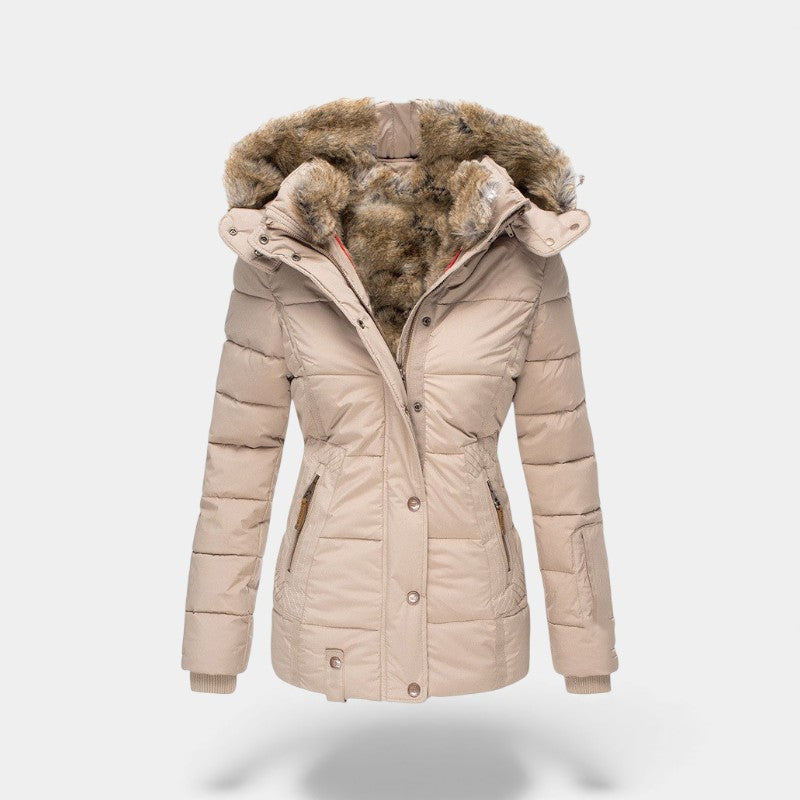 Riche | Manteau femme en coton à col en fourrure