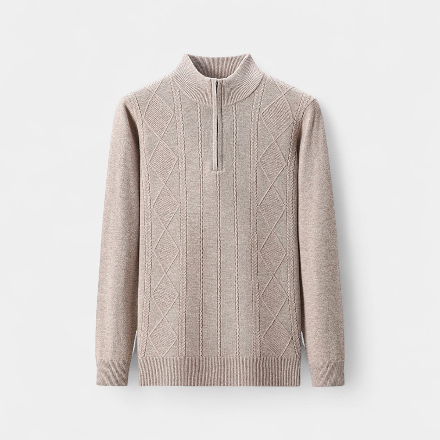 Riche | Pull homme col zippé un quart en maille laine – raffiné, chaud, coupe quotidienne
