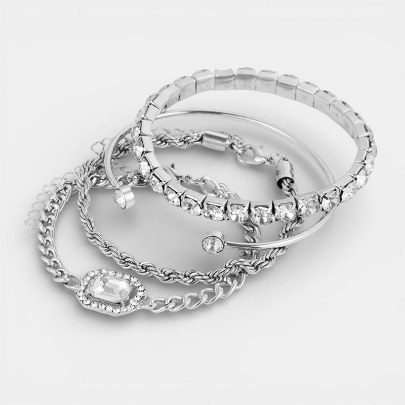 Armband-Set aus Kristall für Damen – 4-teiliges Set im Lagen-Look