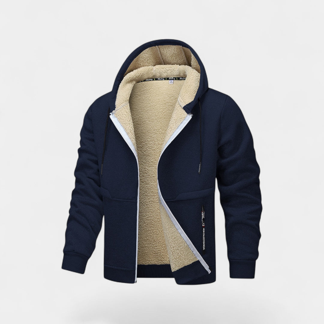 Men's Sherpa Fleece Hooded Cardigan with Zipper – Relaxed Fit