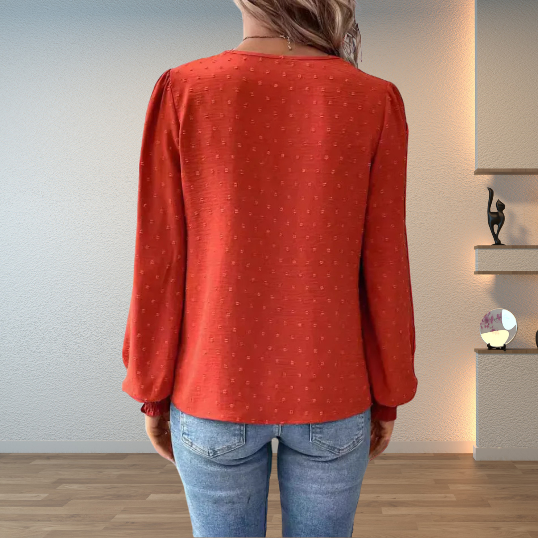 Blouse en Dentelle pour Femme – Manches Longues Coupe Standard