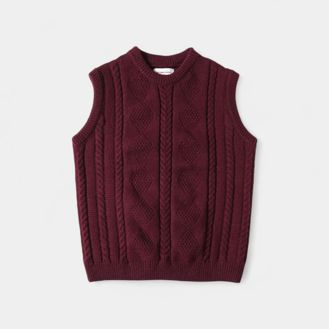 Riche | Men's cable-knit sweater - Quarter-length sleeves with refined buttons
