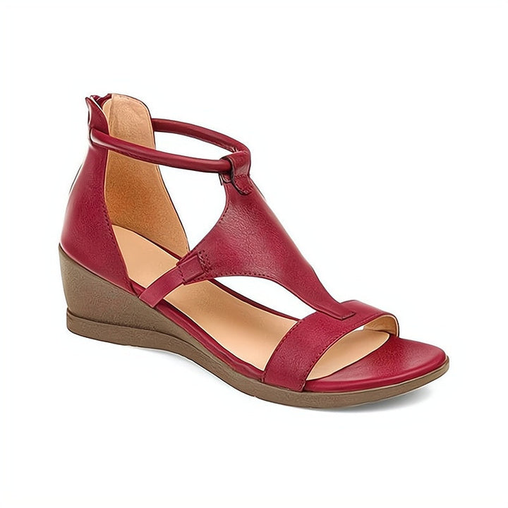 Orthopädische Keilabsatz-Sandalen aus Leder für Damen – Riemchen mit Reißverschluss