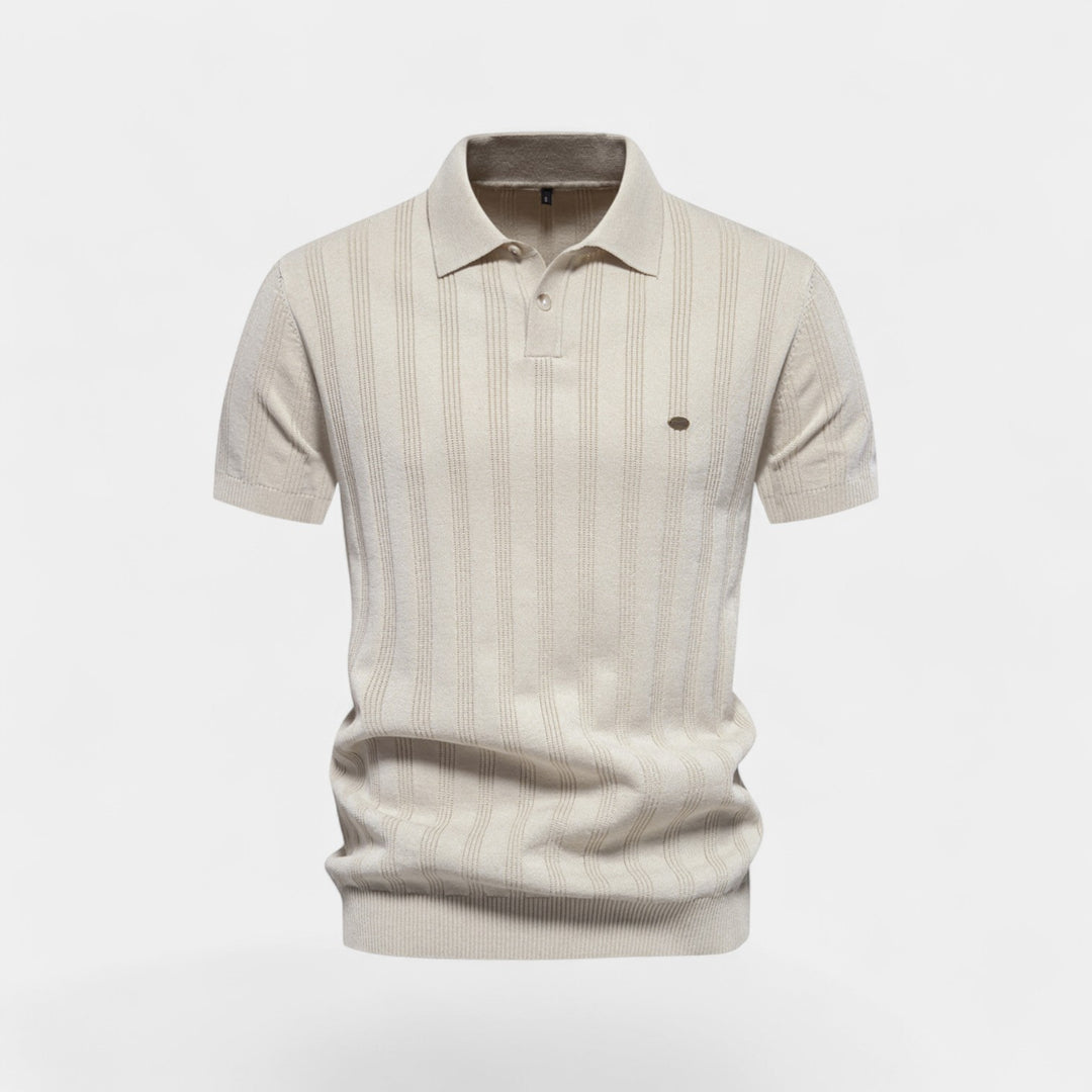 Herre-poloshirt i viskose – strikket poloshirt med korte ærmer og knaplukning ved halsen