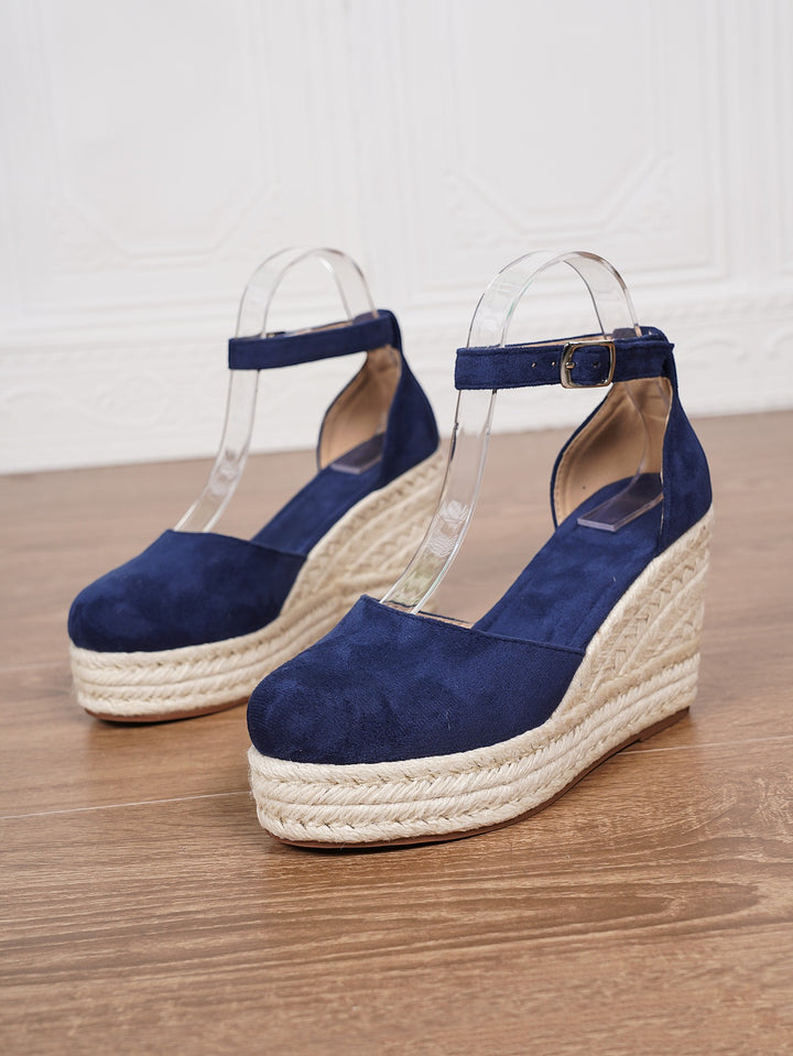 Sandales plateforme femme en suède – Bride cheville