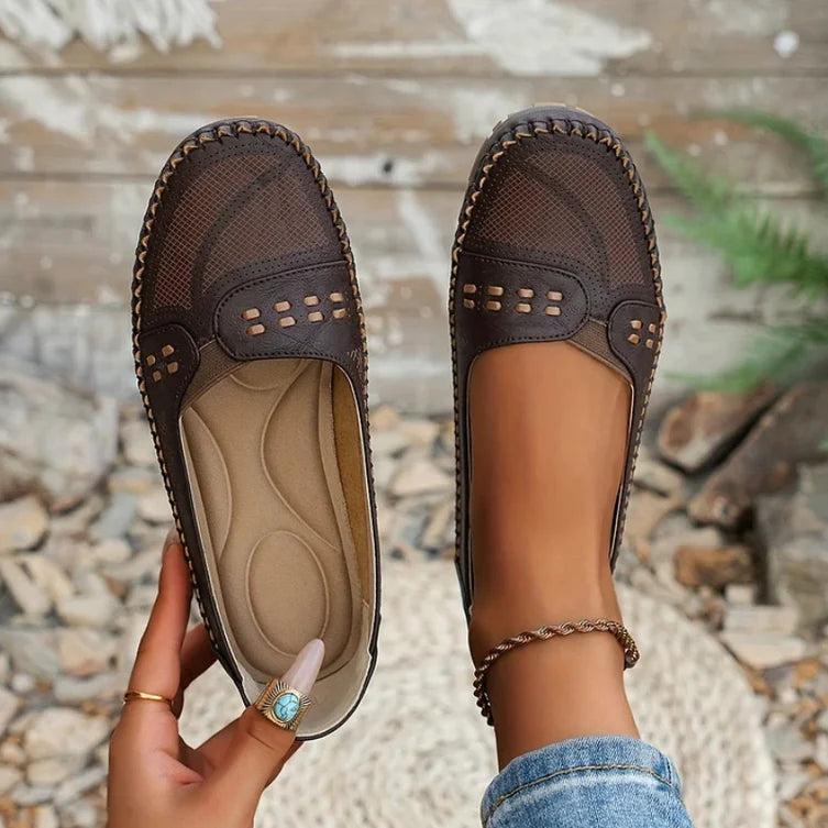 Mocassins Femme Orthopédiques – Enfilage Facile Matière Mate Bout Rond Plat