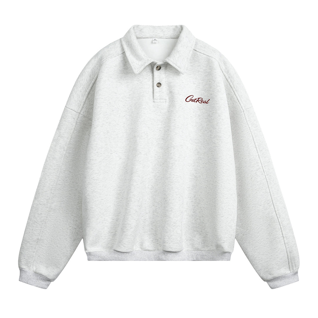 Sweat homme col chemise en coton – Boutonné manches longues