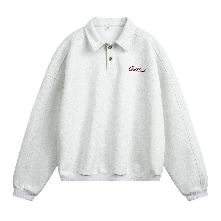 Sweat homme col chemise en coton – Boutonné manches longues