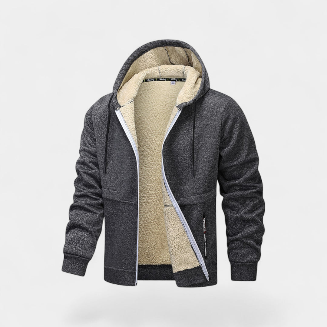 Men's Sherpa Fleece Hooded Cardigan with Zipper – Relaxed Fit