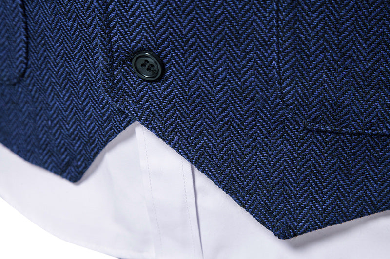 Gilet Homme Coton Motif Chevron – Coupe Ajustée Boutonnage Simple