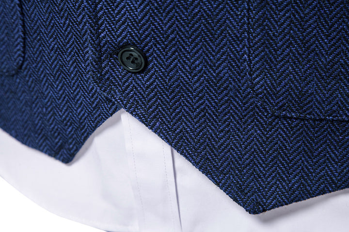 Gilet Homme Coton Motif Chevron – Coupe Ajustée Boutonnage Simple