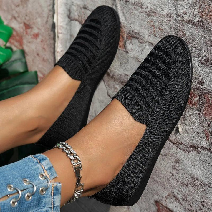 Mocassins Femme Orthopédiques Maille – Enfilage Facile Bout Rond Plat