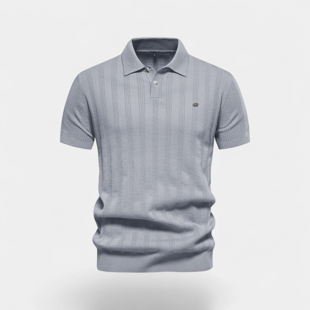 Herre-poloshirt i viskose – strikket poloshirt med korte ærmer og knaplukning ved halsen