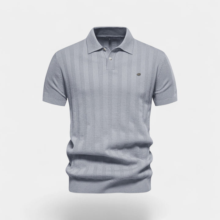 Herre-poloshirt i viskose – strikket poloshirt med korte ærmer og knaplukning ved halsen